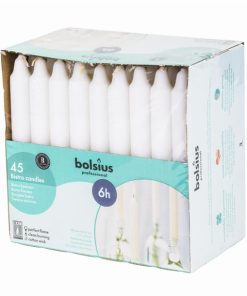 Bolsius 7in Bistro Candles White 45 Pack (P963)