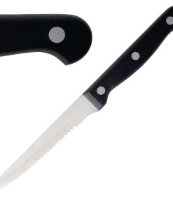 Olympia Serrated Steak Knives Black Handle (Pack of 12) (C134)