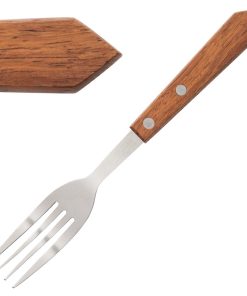 Olympia Steak Forks Wooden Handle (Pack of 12) (C137)