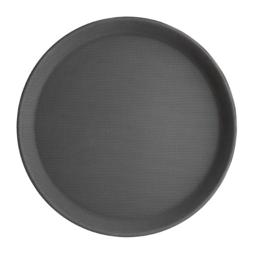 Kristallon Polypropylene Round Non-Slip Tray Black 356mm (C557)