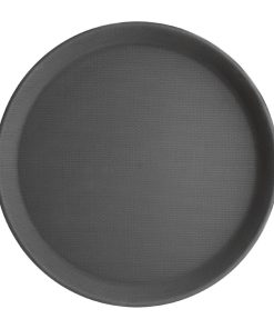 Kristallon Polypropylene Round Non-Slip Tray Black 406mm (C558)