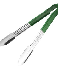 Vogue Colour Coded Green Serving Tongs 11" (CB155)