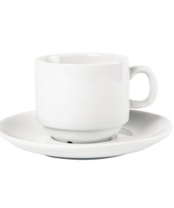 Olympia Whiteware Stacking Tea Cups 7oz 200ml (Pack of 12) (CB467)