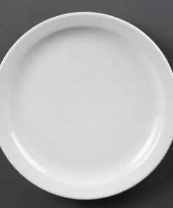 Olympia Whiteware Narrow Rimmed Plates 250mm (Pack of 12) (CB490)