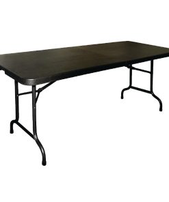 Bolero Rectangular Centre Folding Utility Table Black 6ft (Single) (CB518)