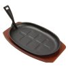Olympia Cast Iron Oval Sizzler with Wooden Stand 280mm (CC310)
