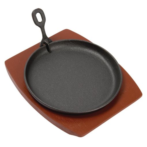 Olympia Cast Iron Round Sizzler with Wooden Stand (CC311)