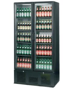 Infrico Upright Back Bar Cooler with Hinged Doors in Black ZX20 (CC607)