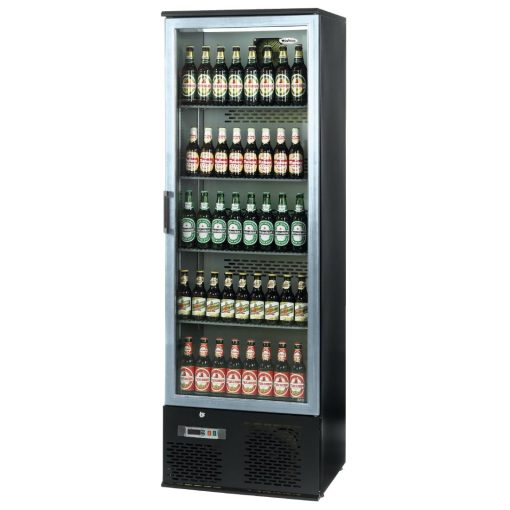 Infrico Upright Back Bar Cooler with Hinged Door in Black and Steel ZXS10 (CC608)