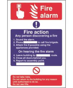 Fire Alarm / Fire Action Sign Self Adhesive (CC926)