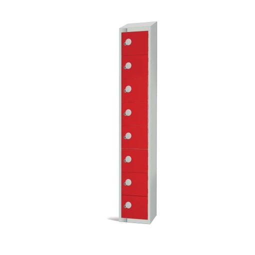 Elite Eight Door Coin Return Locker with Sloping Top Red (CE103-CNS)