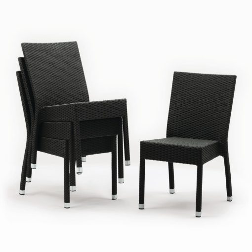 Bolero PE Wicker Side Chairs Charcoal (Pack of 4) (CF159)