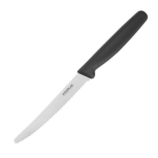 Hygiplas Serrated Tomato Knife Black 10cm (CF897)