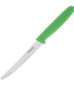 Hygiplas Serrated Tomato Knife Green 10cm (CF898)