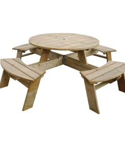 Rowlinson Round Wooden Picnic Table 6.5ft (CG097)