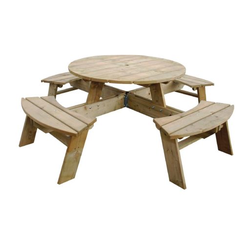 Rowlinson Round Wooden Picnic Table 6.5ft (CG097)