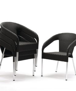 Bolero Wicker Wraparound Bistro Chairs Charcoal (Pack of 4) (CG223)