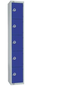 Elite Five Door Coin Return Locker with Sloping Top Blue (CG612-CNS)