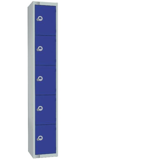 Elite Five Door Coin Return Locker with Sloping Top Blue (CG612-CNS)