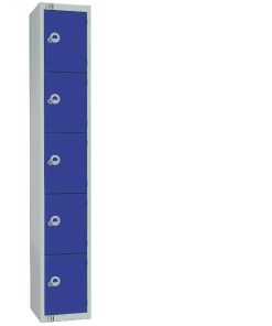 Elite Five Door Electronic Combination Locker with Sloping Top Blue (CG612-ELS)