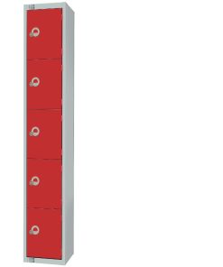 Elite Five Door Manual Combination Locker Locker Red with Sloping Top (CG613-CLS)