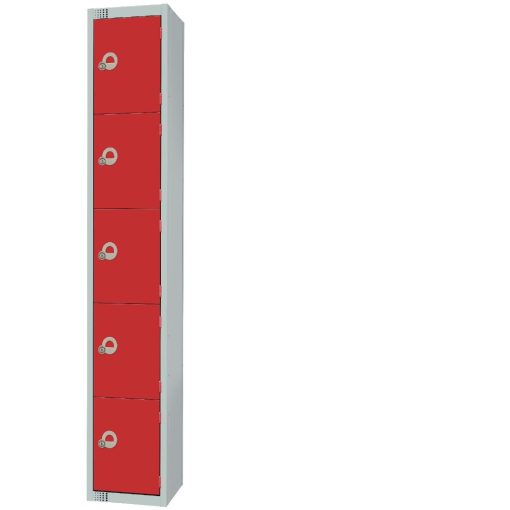 Elite Five Door Coin Return Locker with Sloping Top Red (CG613-CNS)