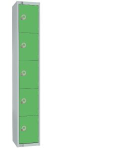 Elite Five Door Coin Return Locker with Sloping Top Green (CG614-CNS)