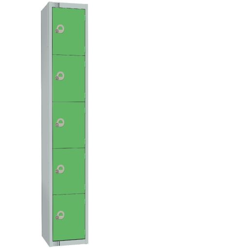 Elite Five Door Padlock Locker with Sloping Top Green (CG614-PS)