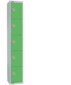 Elite Five Door Electronic Combination Locker with Sloping Top Green (CG619-ELS)