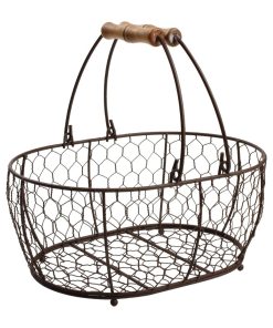 T&G Provence Wire Oval Basket with Handles Brown (CL488)