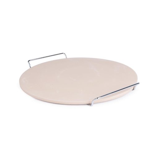Round Pizza Stone with Metal Serving Rack 15in (CL714)