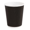 Fiesta Disposable Coffee Cups Ripple Wall Black 225ml / 8oz (Pack of 25) (CM540)