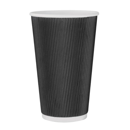 Fiesta Ripple Wall Takeaway Coffee Cups Black 455ml / 16oz (Pack of 25) (CM542)