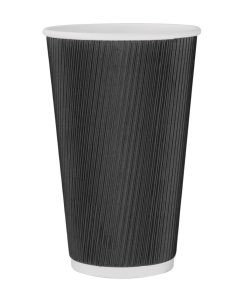 Fiesta Ripple Wall Takeaway Coffee Cups Black 455ml / 16oz (Pack of 500) (CM545)