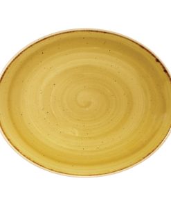Churchill Stonecast Oval Coupe Plate Mustard Seed Yellow 192mm (Pack of 12) (CN314)