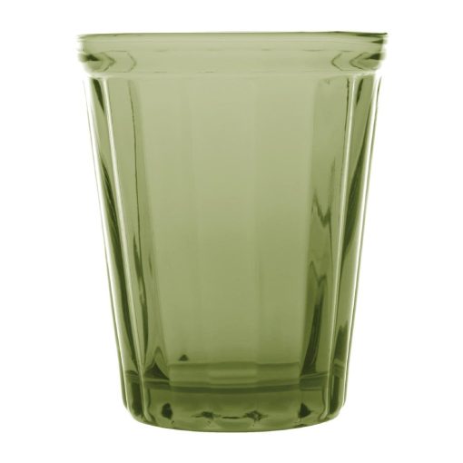 Olympia Cabot Panelled Glass Tumbler Green 260ml (Pack of 6) (CR829)