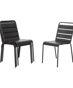 Bolero Slatted Steel Side Chairs Grey (Pack of 4) (CS727)