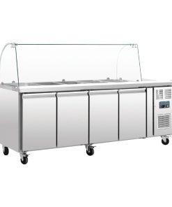 Polar U-Series Four Door Refrigerated Gastronorm Saladette Counter (CT395)