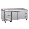 Polar U-Series Double Door Pizza Counter with Marble Top and Dough Drawers 290Ltr (CT423)