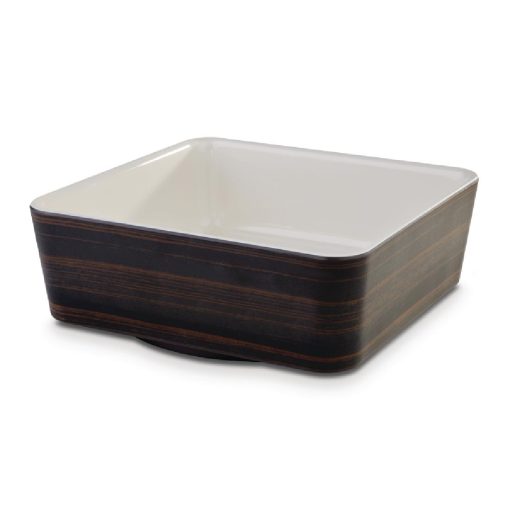 APS+ Melamine Square Bowl Oak and Cream 1.5 Ltr (CW690)