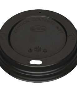 Fiesta Disposable Coffee Cup Lids Black 340ml / 12oz and 455ml / 16oz (Pack of 1000) (CW718)