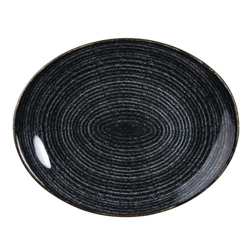 Churchill Studio Prints Homespun Charcoal Black Oval Coupe Plate 317 x 255mm (DA266)