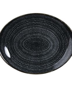 Churchill Studio Prints Homespun Charcoal Black Large Oval Coupe Plate 270 x 299mm (DA267)