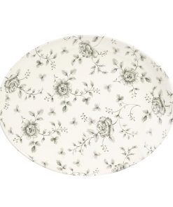 Churchill Rose Chintz Oval Coupe Plates Grey 317mm (Pack of 6) (DA668)
