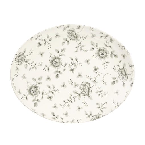 Churchill Rose Chintz Oval Coupe Plates Grey 317mm (Pack of 6) (DA668)