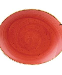 Churchill Stonecast Oval Coupe Plate Berry Red 192mm (Pack of 12) (DB072)