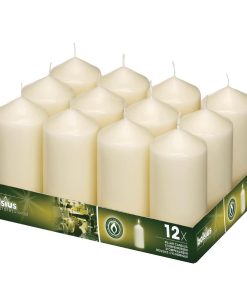 Ivory Pillar Tall Candles 120mm (Pack of 12) (DB087)