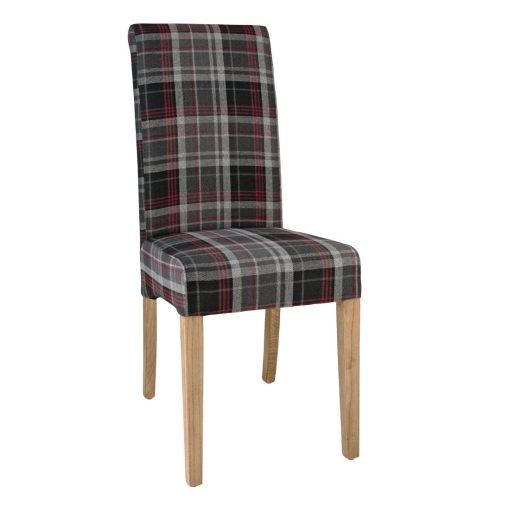 Bolero Austin Dining Chairs Grey Tartan (Pack of 2) (DB990)