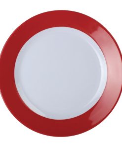 Kristallon Gala Colour Rim Melamine Plate Red 230mm (Pack of 6) (DE601)