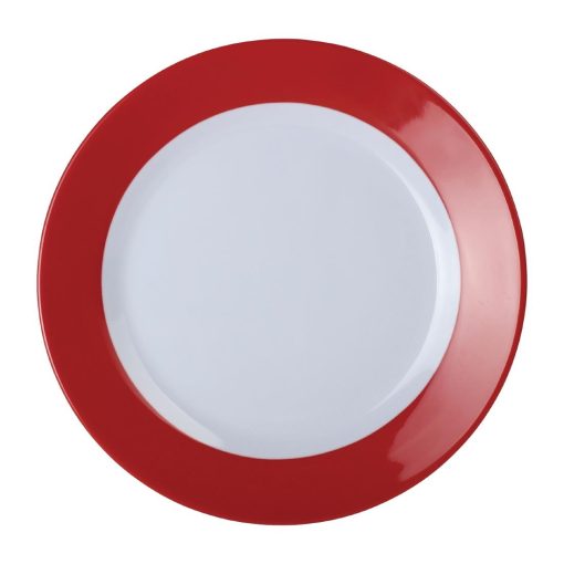 Kristallon Gala Colour Rim Melamine Plate Red 260mm (Pack of 6) (DE602)